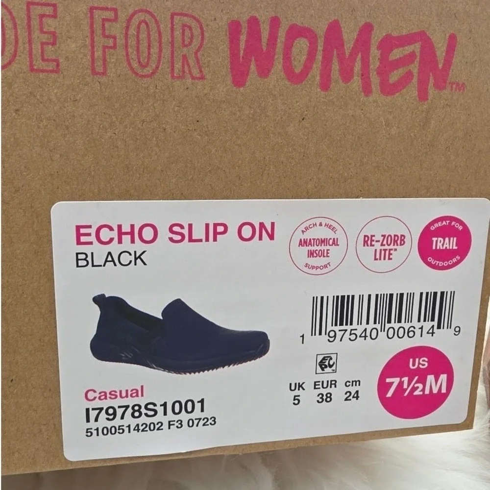 Ryka Echo Slip On‎ Black Casual Walking Shoes Womens 7.5 M RE-ZORB LITE Sneakers